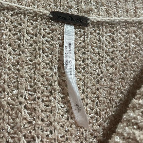 Free People Edessa Pullover Sweater Off the Shoulder Tan Beige Sz S - Picture 4 of 9